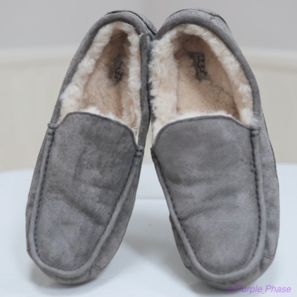 Mens Ugg Australia Ascot Gray Slippers Suede Shearling Lined Size 14 #5775 - Picture 2 of 3